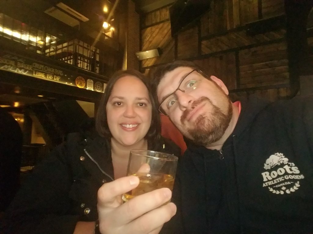 Enjoying some drinks with the wife.